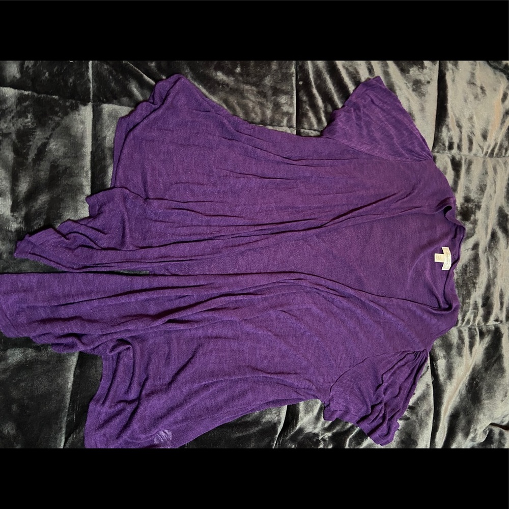 Purple short sleeve cardigan